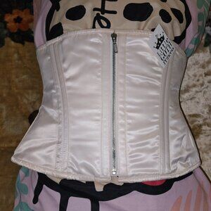 SALE! NWT 30"/XL 1022 NUDE SILK BRIDAL TIGHT LACING ZIPPER CORSET